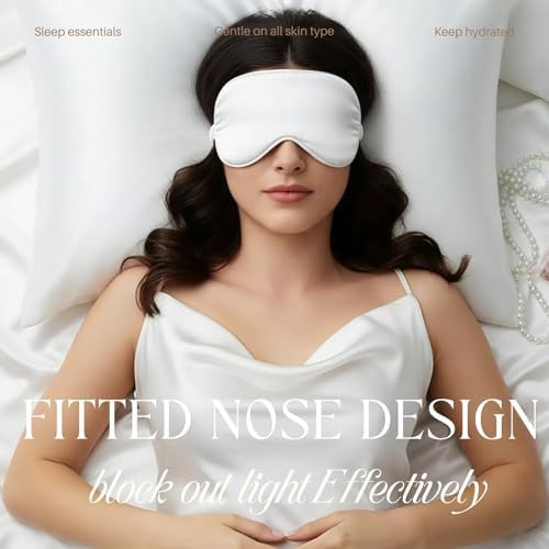 White silk satin blackout travel mask — photo 4