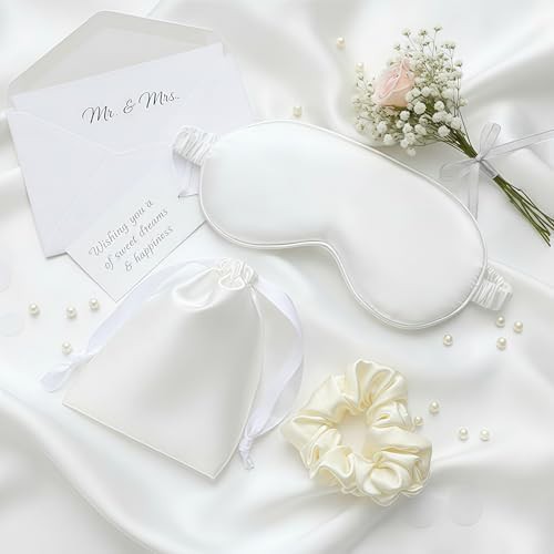 White silk satin blackout travel mask — photo 5