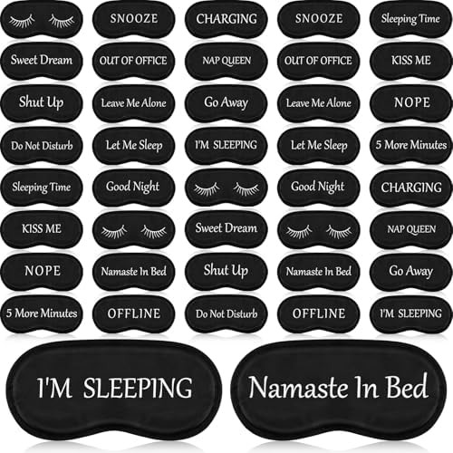 Bulk pack of black adjustable sleep masks