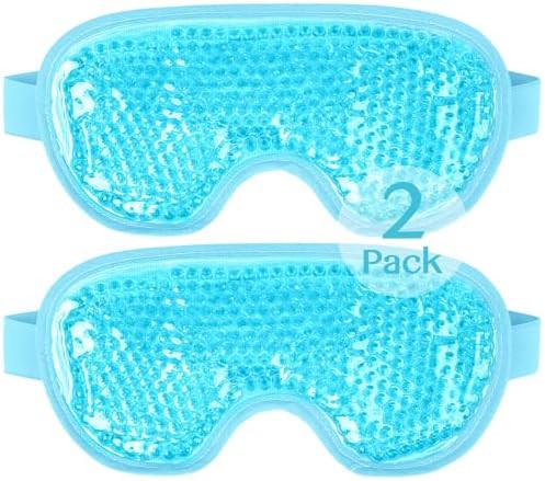 Blue cooling gel eye mask pair