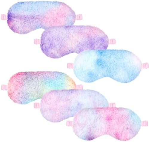 Fuzzy plush rainbow tie dye masks