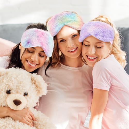 Fuzzy plush rainbow tie dye masks — photo 5