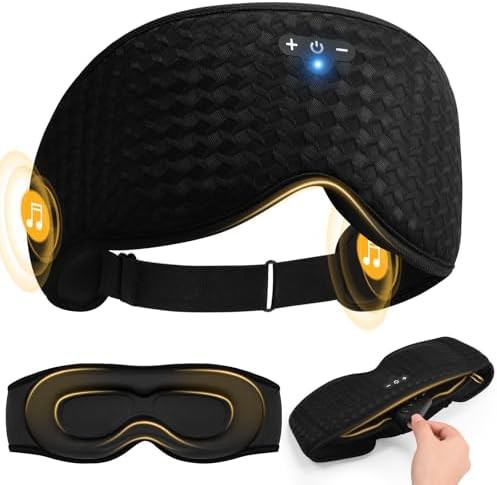 Black 3D sleep mask with headphones