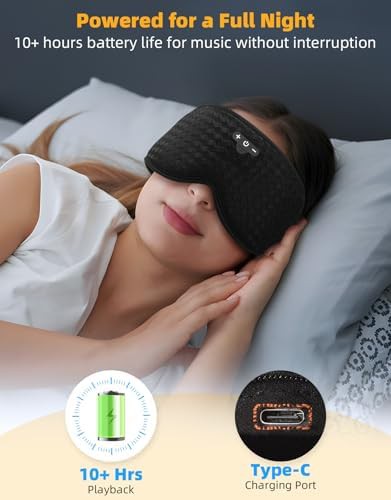 Black 3D sleep mask with headphones — photo 5