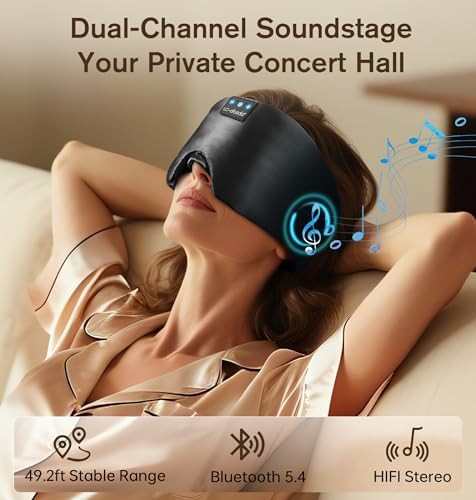 Luxury black silk bluetooth sleep mask — photo 3
