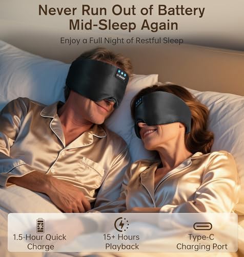 Luxury black silk bluetooth sleep mask — photo 5
