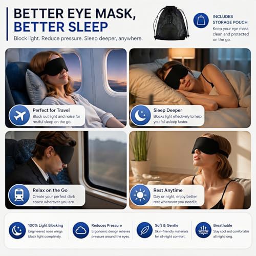 Black cotton mask for side sleepers — photo 5