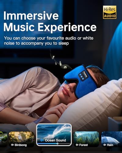 Bright blue wireless headphone sleep mask — photo 5