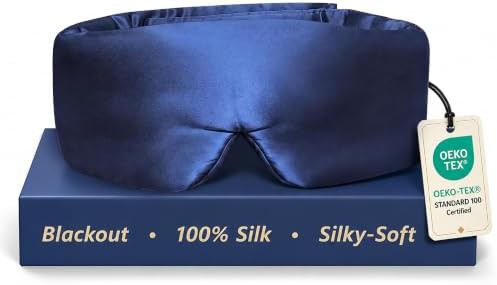 Blue mulberry silk side sleeper mask