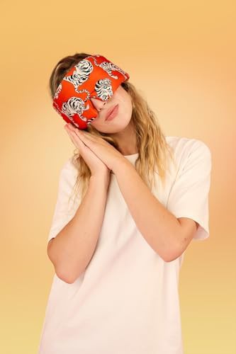 Red tiger print mulberry silk eye mask — photo 4