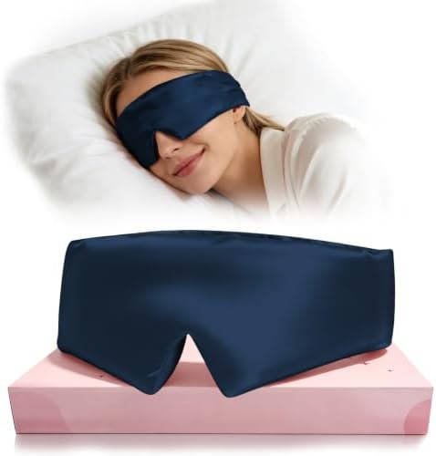 Navy blue mulberry silk side sleeper mask
