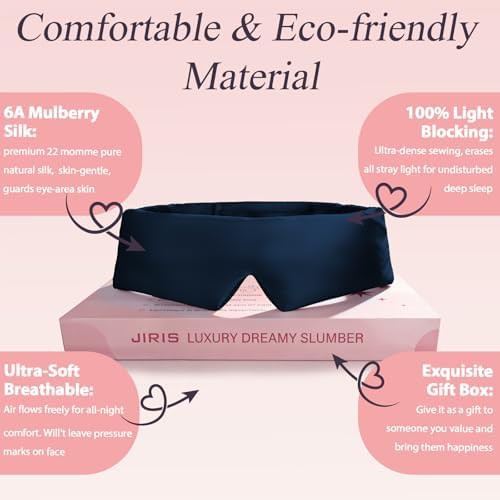 Navy blue mulberry silk side sleeper mask — photo 4