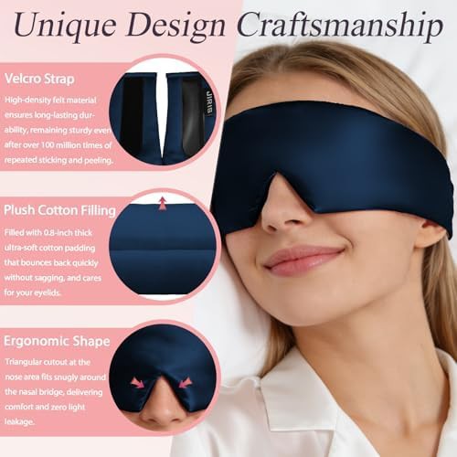 Navy blue mulberry silk side sleeper mask — photo 5