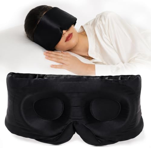 Black mulberry silk side sleeper mask