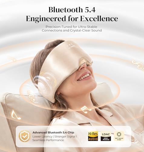 Champagne mulberry silk bluetooth sleep mask — photo 4