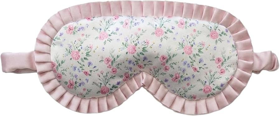 Pink floral print satin sleep mask
