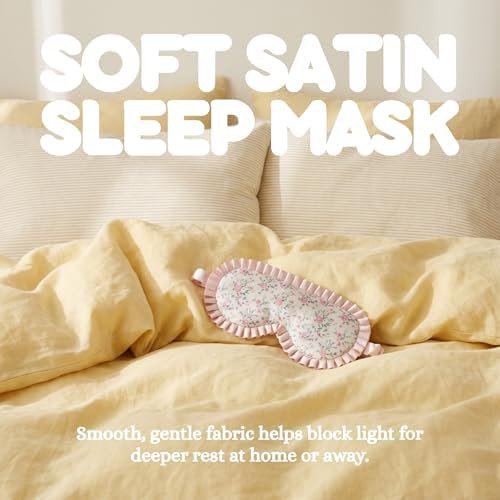Pink floral print satin sleep mask — photo 4