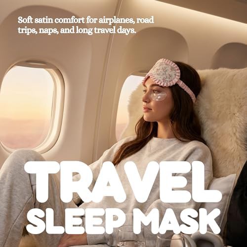 Pink floral print satin sleep mask — photo 5