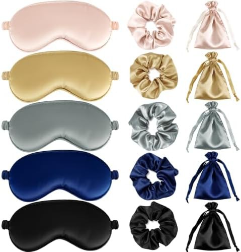 Five color satin sleep mask set
