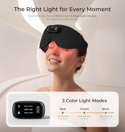 Black bluetooth sleep mask with colored lights — photo 4